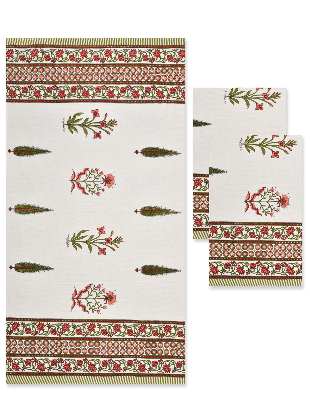 White-&-Red-Floral-Waffle-Cotton-Print-Towels-Gift-Set