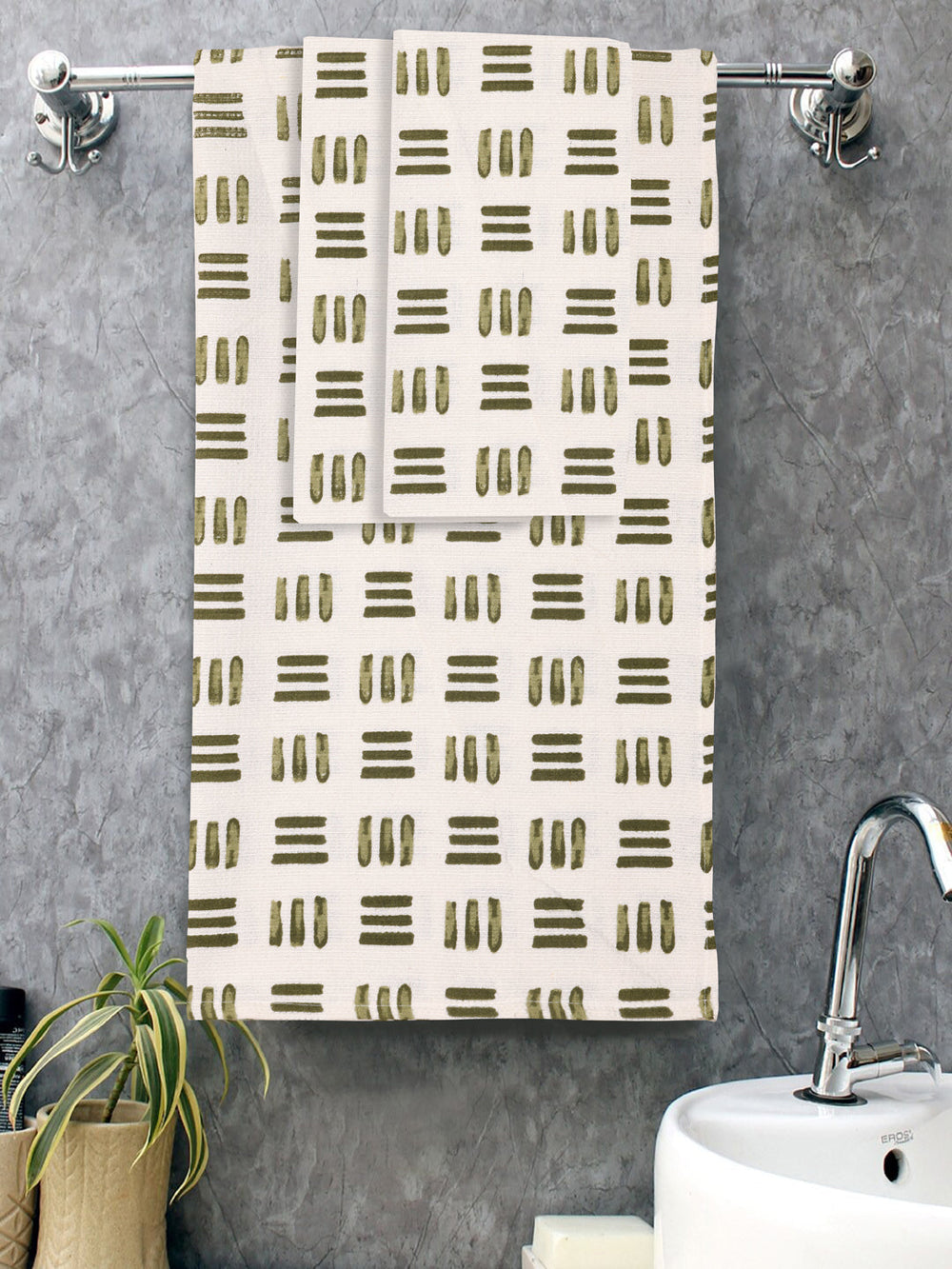 White-&-Green-Waffle-Cotton-HandBlock-Towels-Gift-Set