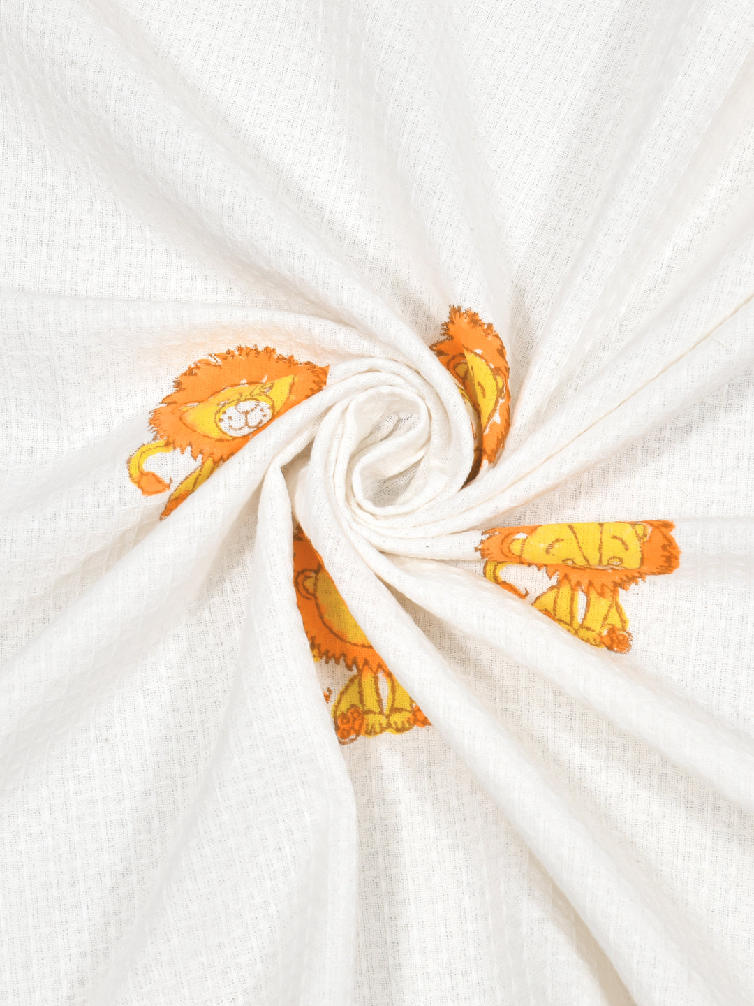 White-&-Orange-Waffle-Cotton-Lion-Print-Towels-Gift-Set