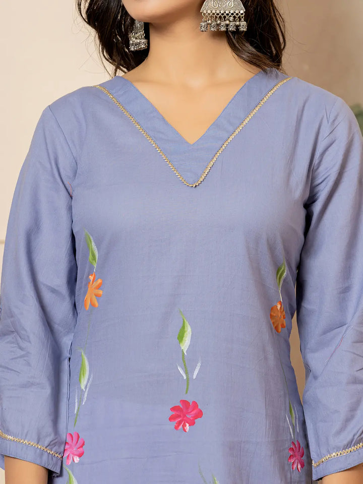 Violet-Cotton-Hand-Painted-Straight-Kurta