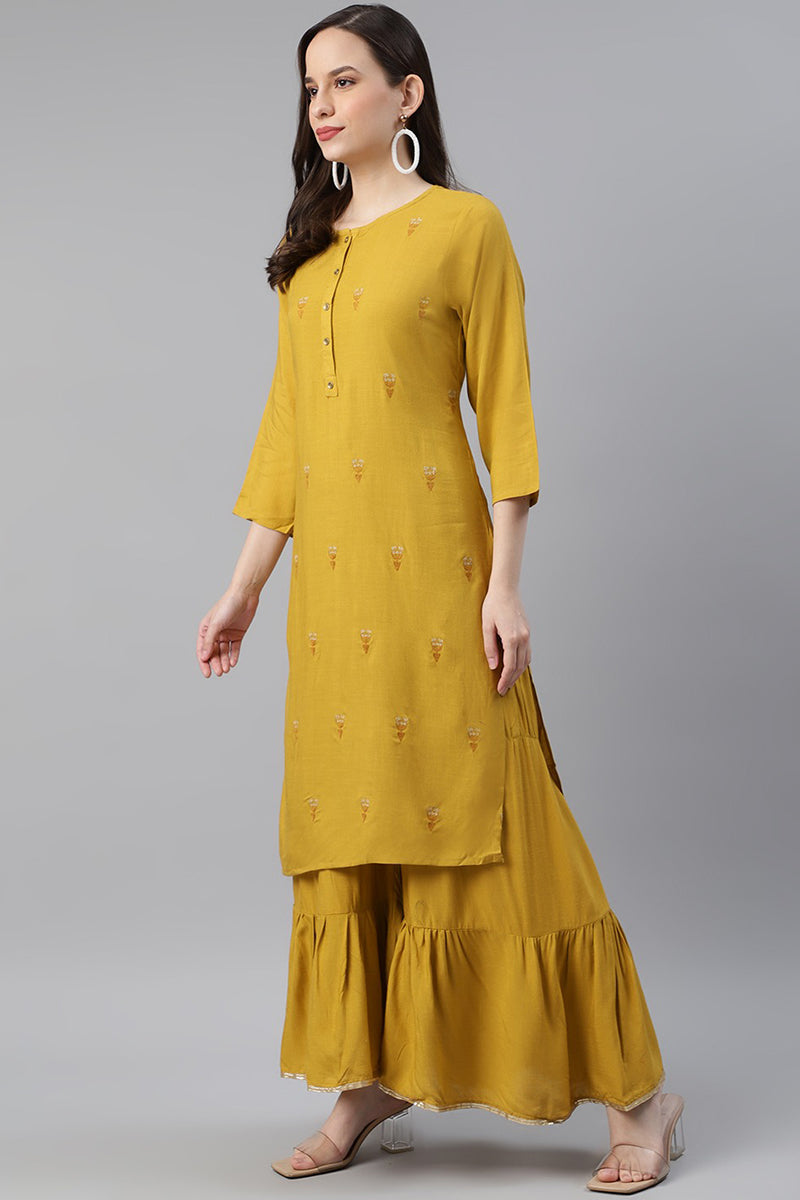 -Mustard-Cotton-Motifs-Printed-Straight-3-Piece-Kurta-Set