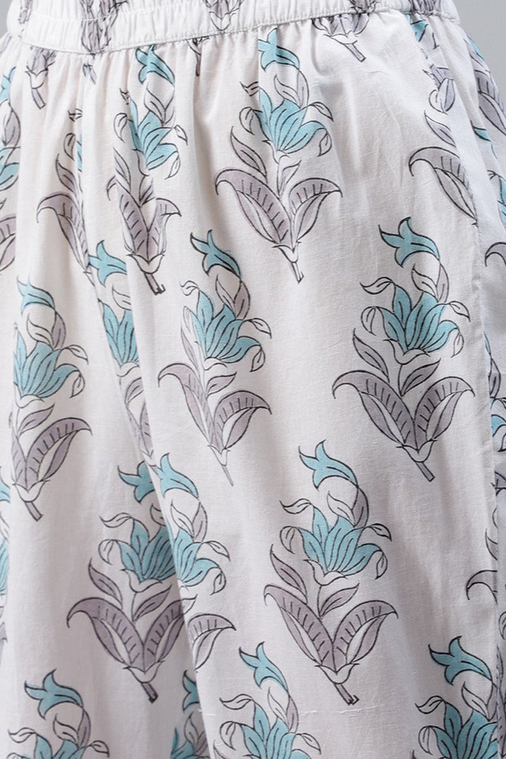 Turquoise-Blue-Cotton-Motif-Printed-Straight-3-Piece-Kurta-Set
