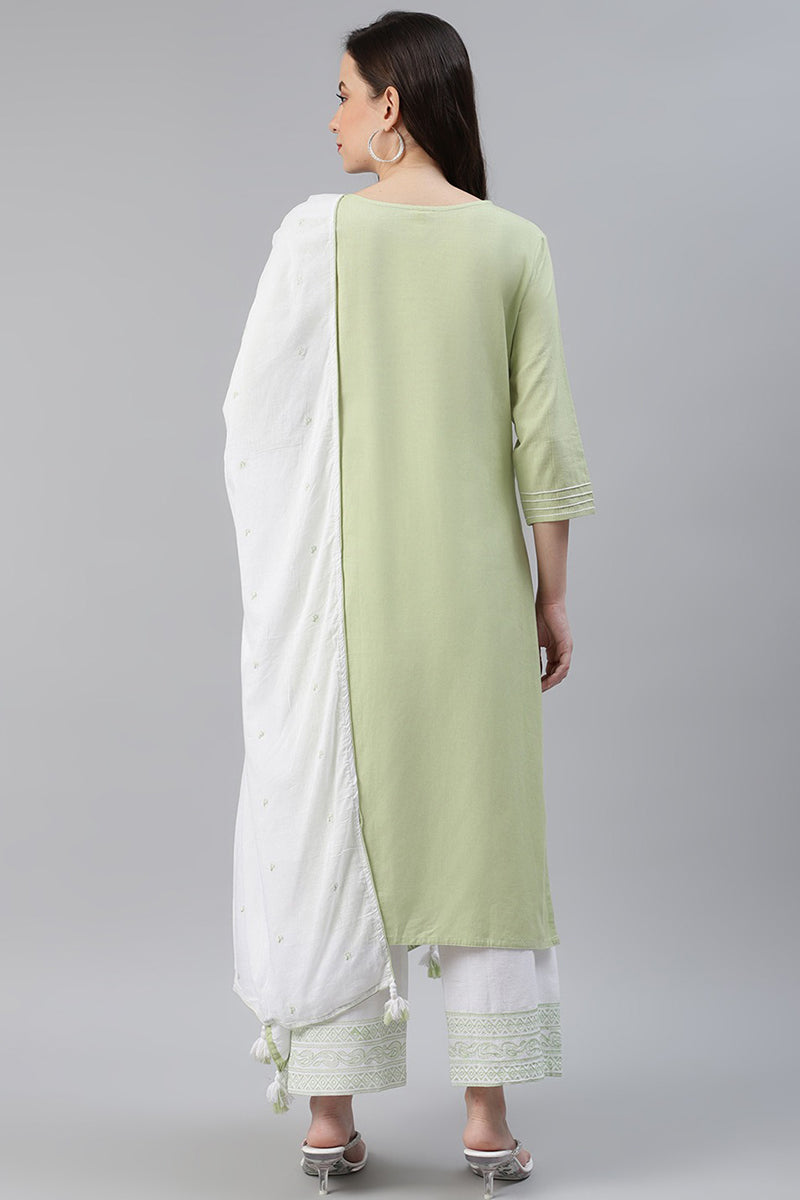 Cotton-Green-Motifs-Printed-Straight-3-Piece-Kurta-Set