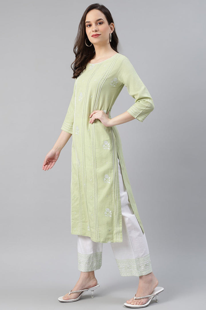 Cotton-Green-Motifs-Printed-Straight-3-Piece-Kurta-Set