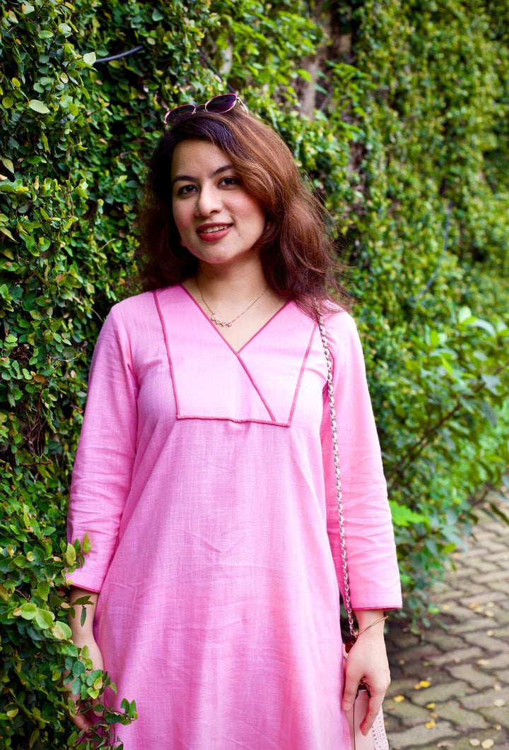 Baby-Pink-Cotton-Slub-Apple-Cut-Kurta-Set