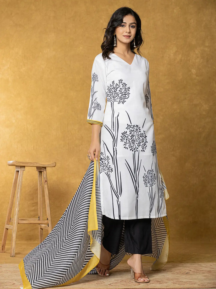 White-&-Black-Linen-Printed-3-Piece-Kurta-Set