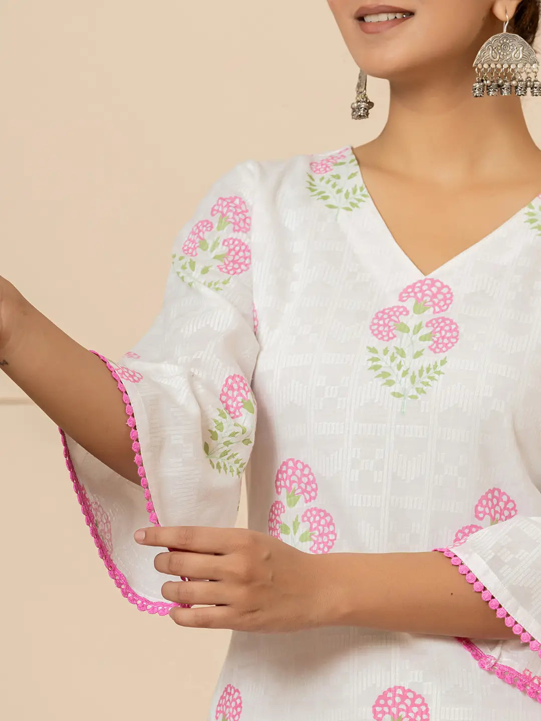 White-And-Pink-Cotton-Floral-Printed-3-Piece-Kurta-Set