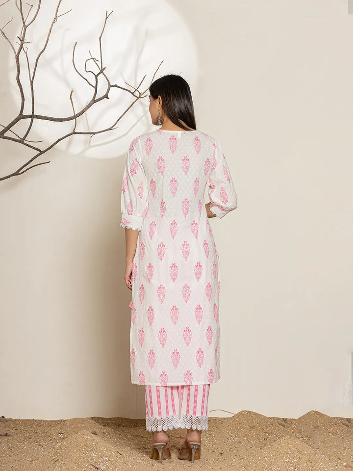 White-And-Pink-Cotton-Floral-Print-Straight-3-Piece-Kurta-Set