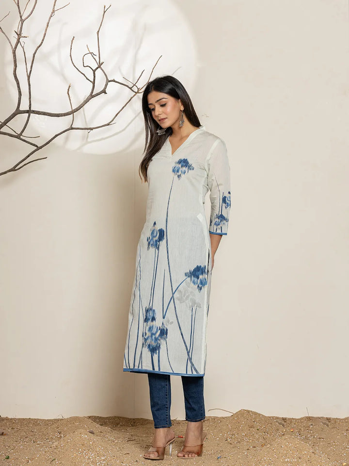 White-Silk-Blend-Floral-Digital-Print-Kurta