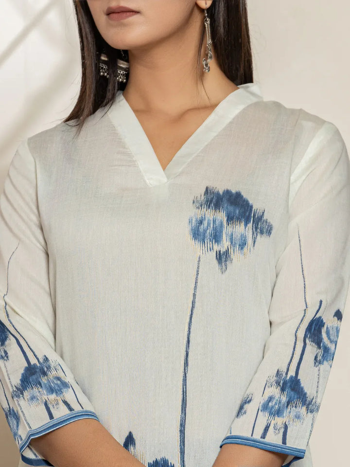 White-Silk-Blend-Floral-Digital-Print-Kurta