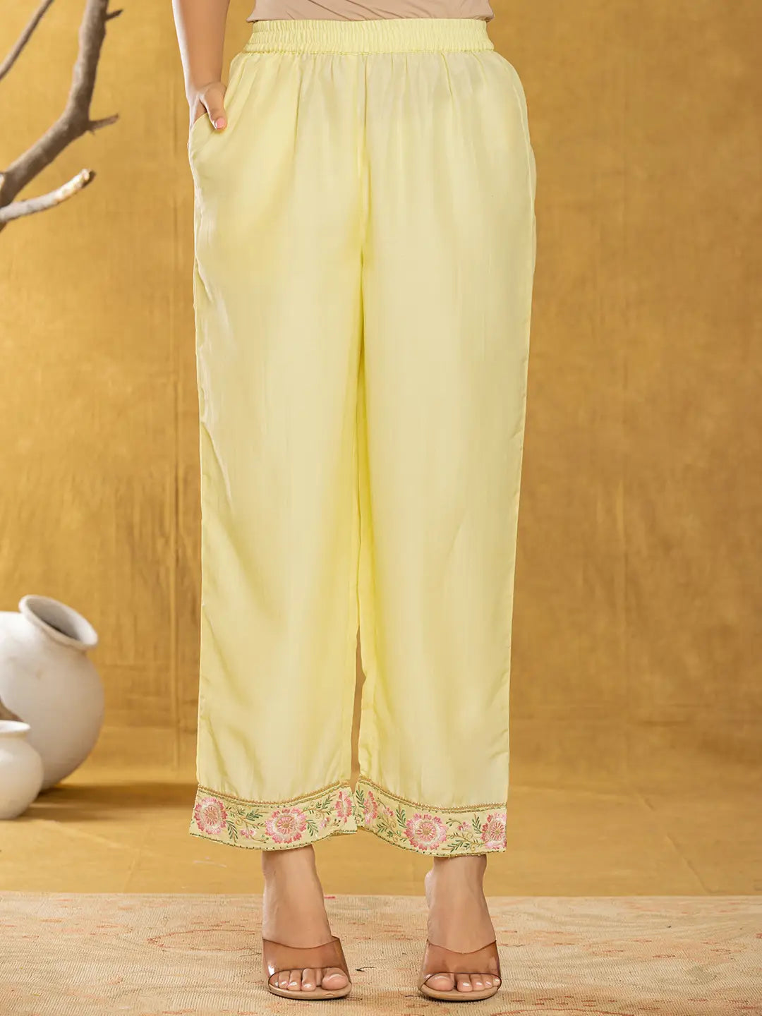 Yellow-Silk-Blend-Pakistani-Style-3-Piece-Kurta-Set