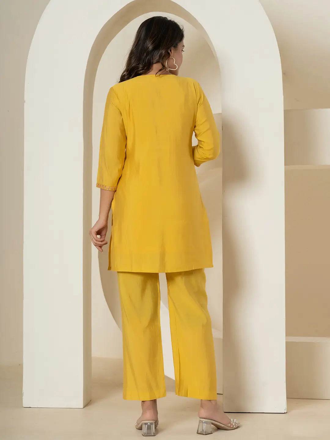 Yellow-Silk-Blend-Thread-Work-Co-Ord-Set