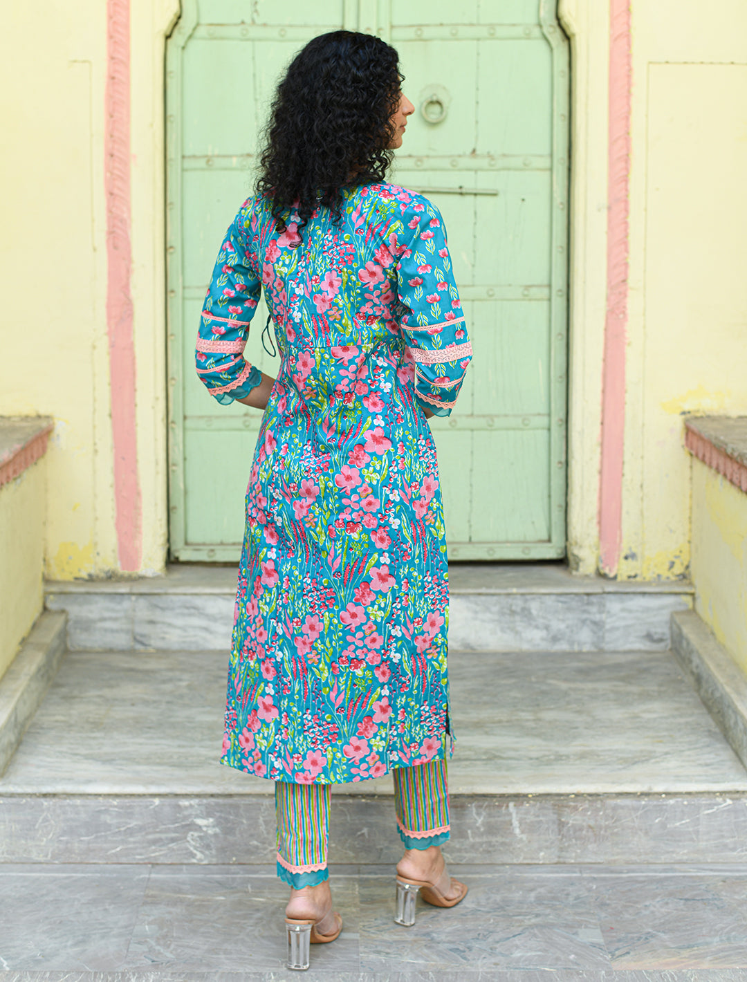 rangeelo-Floral-Printed-Regular-Pure-Cotton-Kurta-With-Trousers-&-Dupatta-RO196BLUE