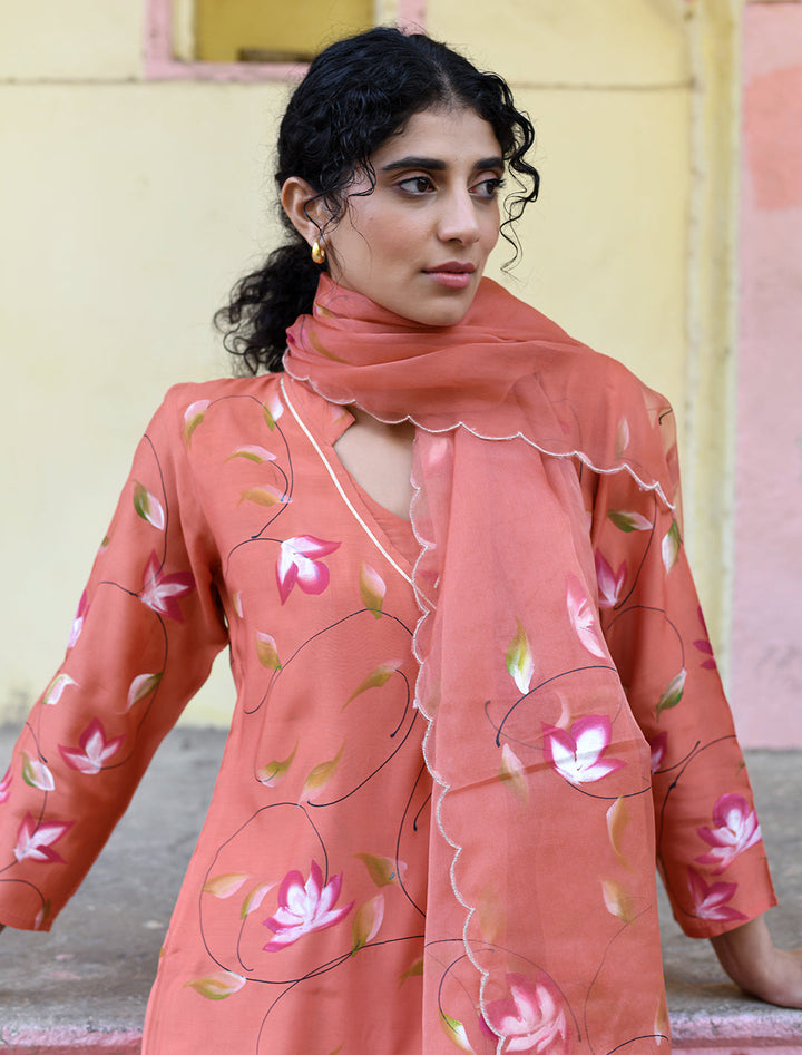 rangeelo-Floral-Printed-Regular-Pure-Cotton-Kurta-With-Trousers-&-Dupatta-RO200ORANGE