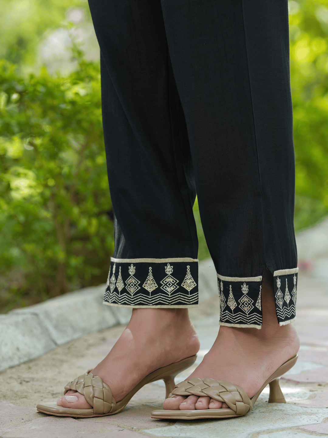 Black Embroidered Shirt & Trouser Co Ords