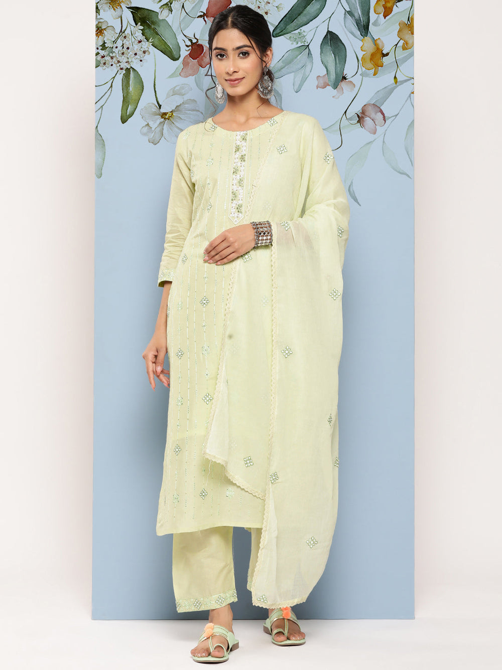 Sequinned-Cotton-Kurta-Dupatta-Set-1257SKDGR