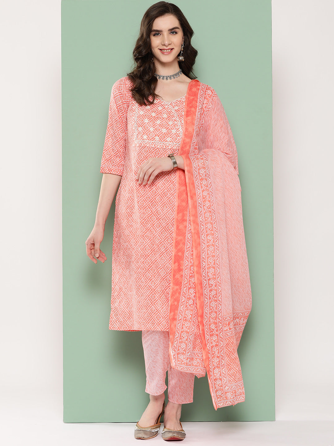 Peach-Ethnic-Motifs-Embroidered-Kurta-With-Trousers-&-Dupatta-1302SKDPC