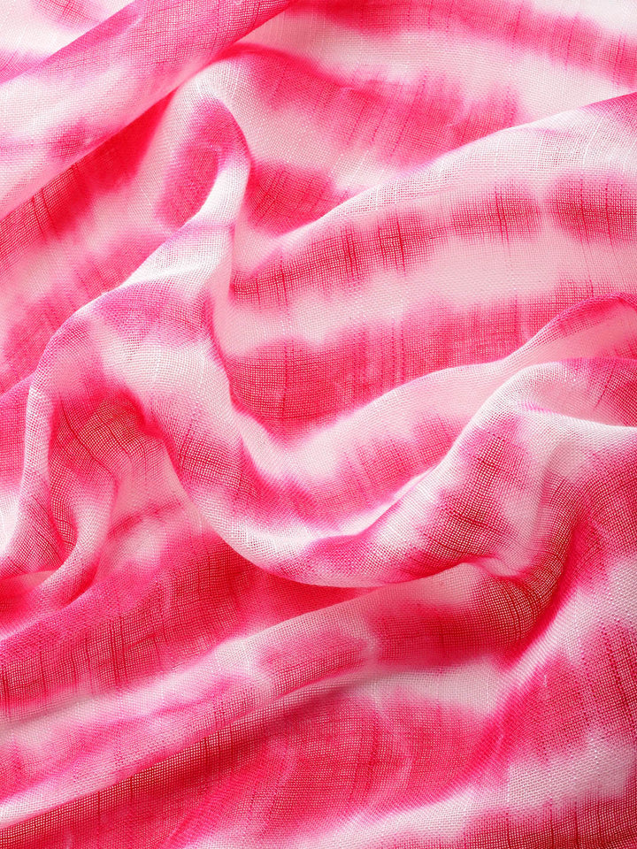 Pink Tie & Dye Pure Linen Saree