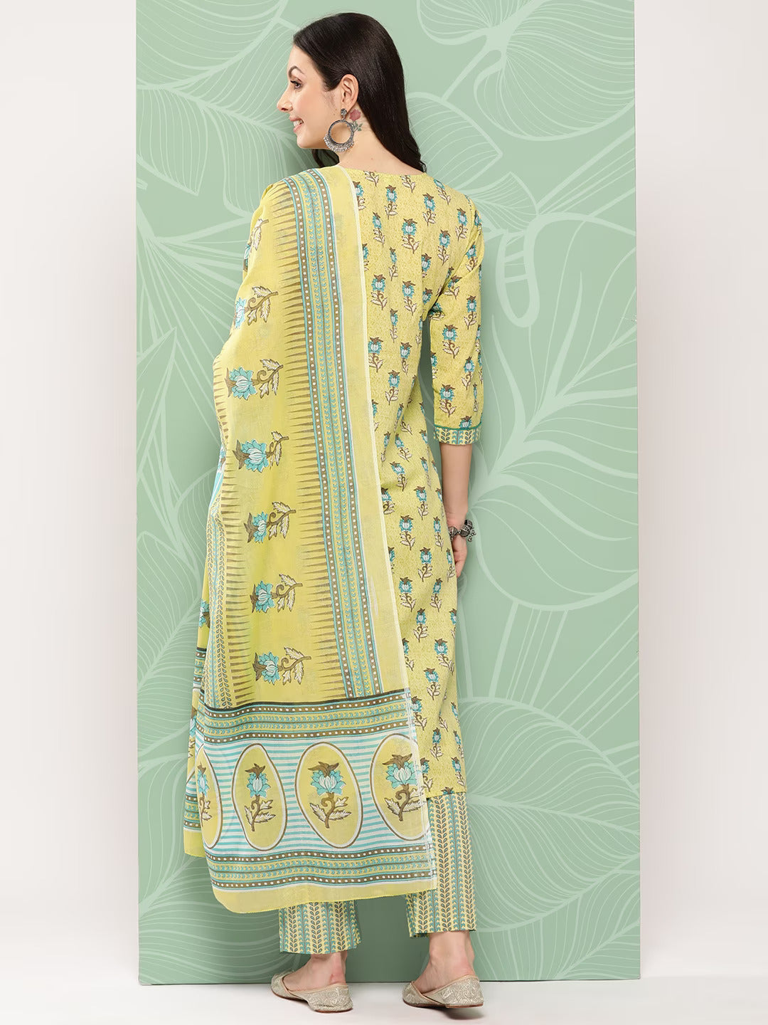Floral-Printed-Regular-Pure-Cotton-Kurta-With-Trousers-&-With-Dupatta-1371SKDOL