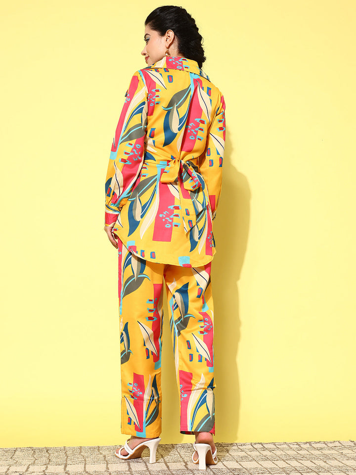 Yellow-And-Pink-Printed-Satin-Shirt-With-Trousers-Co-Ords-1433CRDYL