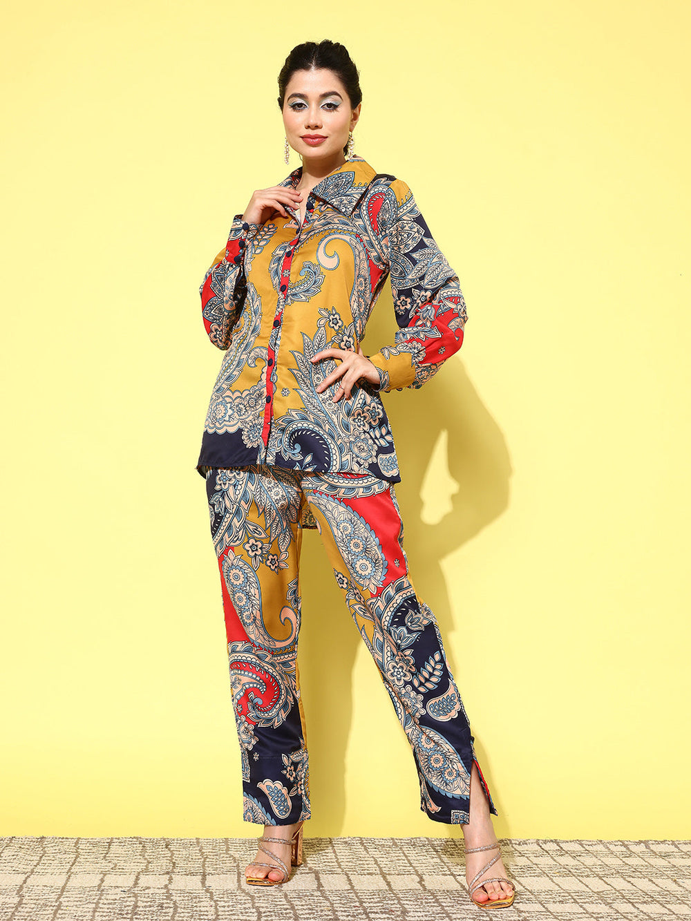 Red-Paisley-Printed-Satin-Co-Ords-1450CRDRD