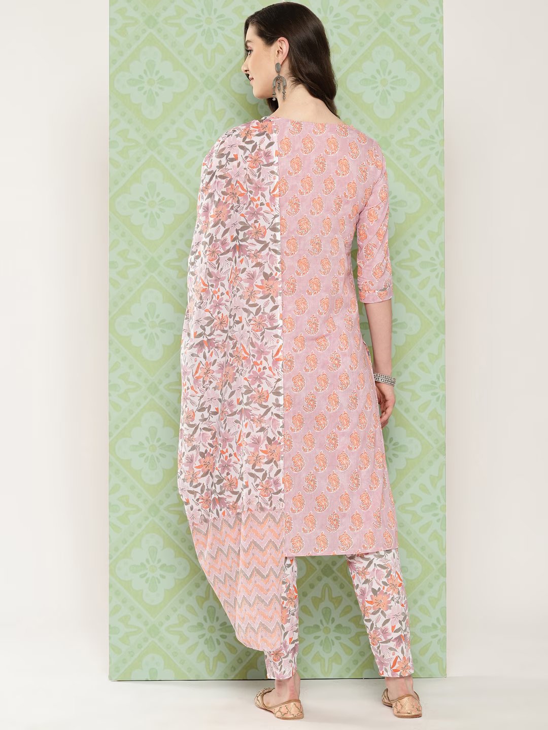 Mauve-Paisley-Printed-Pure-Cotton-Kurta-With-Trousers-&-Dupatta