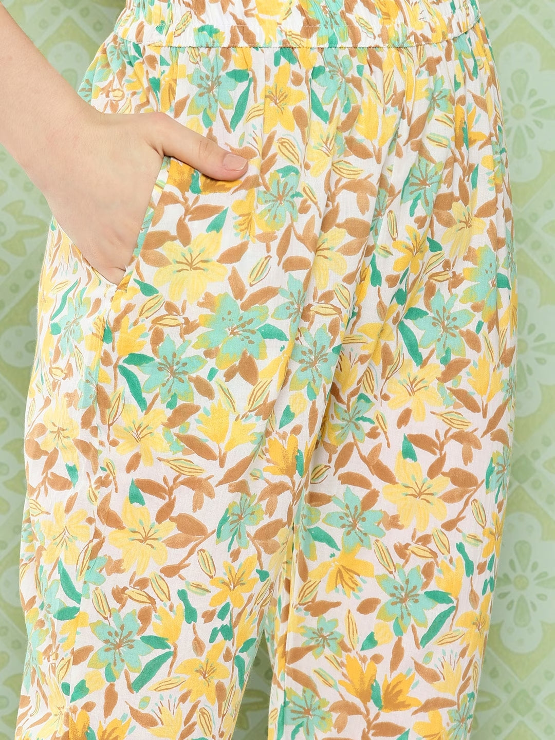 Yellow-Paisley-Printed-Pure-Cotton-Kurta-With-Trousers-&-Dupatta