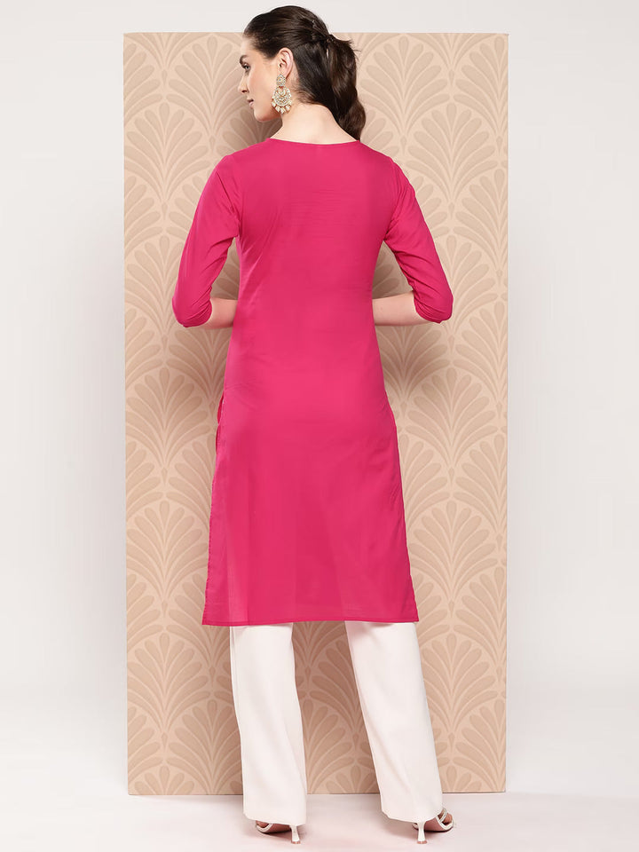 Hot-Pink-Floral-Embroidered-Pure-Cotton-Kurta-1497KURHP