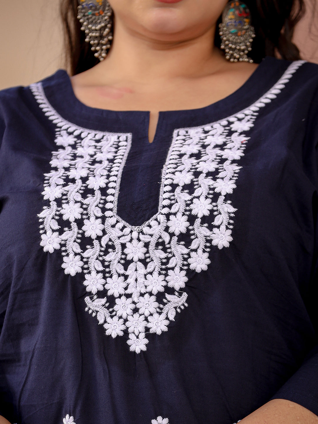 Floral Embroidered Chikankari Pure Cotton Kurta