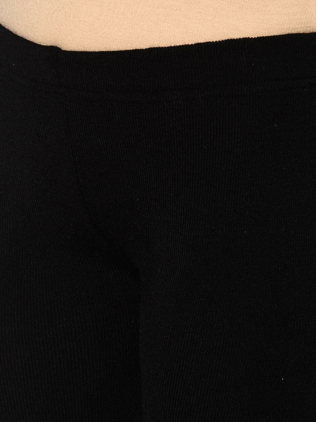 Black Acrylic Warm Bottomwear With Slit
