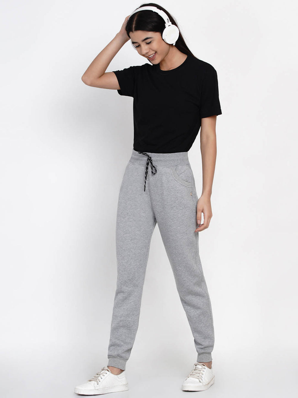 Grey Fleece Solid Winter Joggers Pant