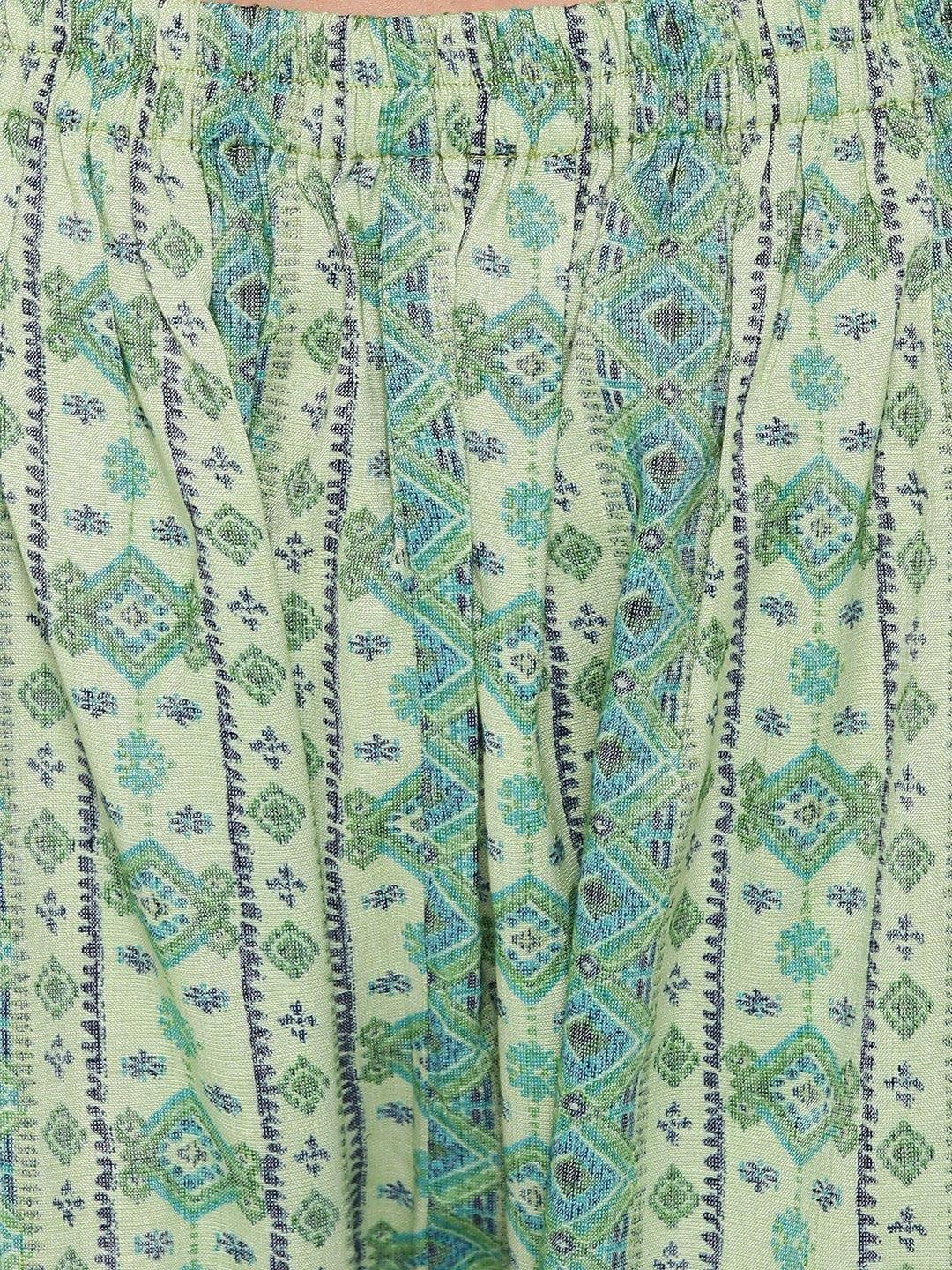 Lime Green Printed Kurta & Pant Set