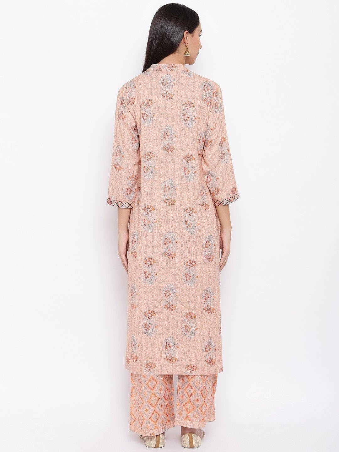 Peach Printed Kurta & Pant Set