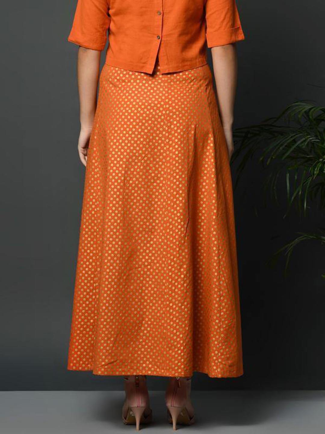A Line Skirt With Khadi Polka Print