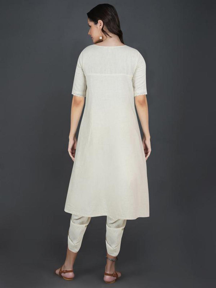 Flex Asymmetric Hem Kurta With Lace Work