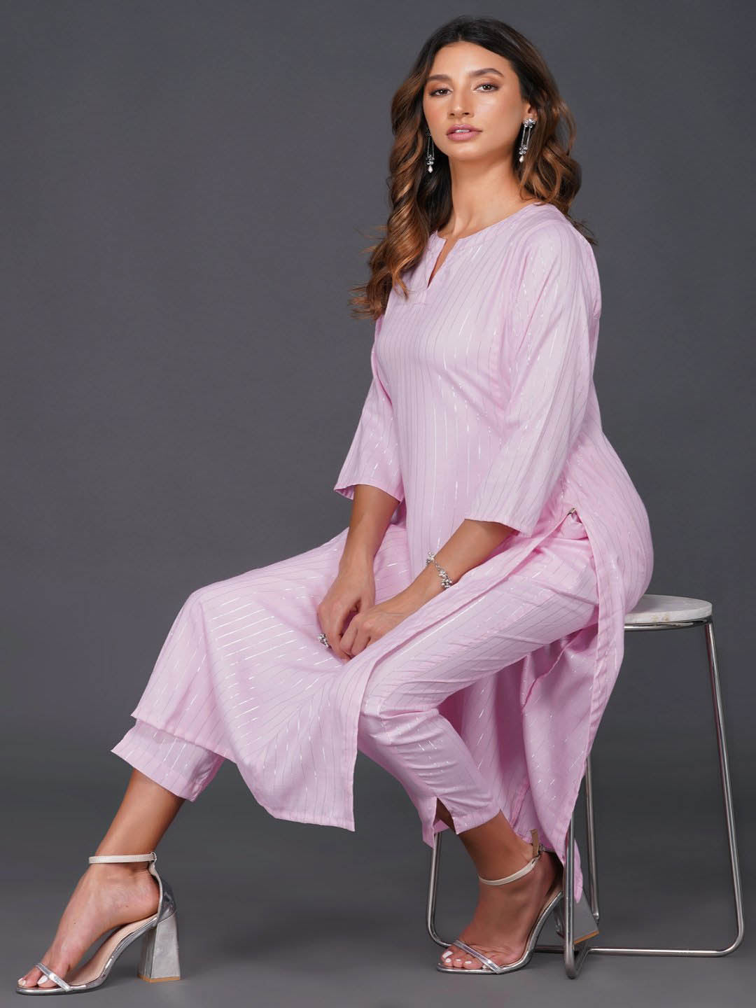 Pink Loose Fitted Kurta Only