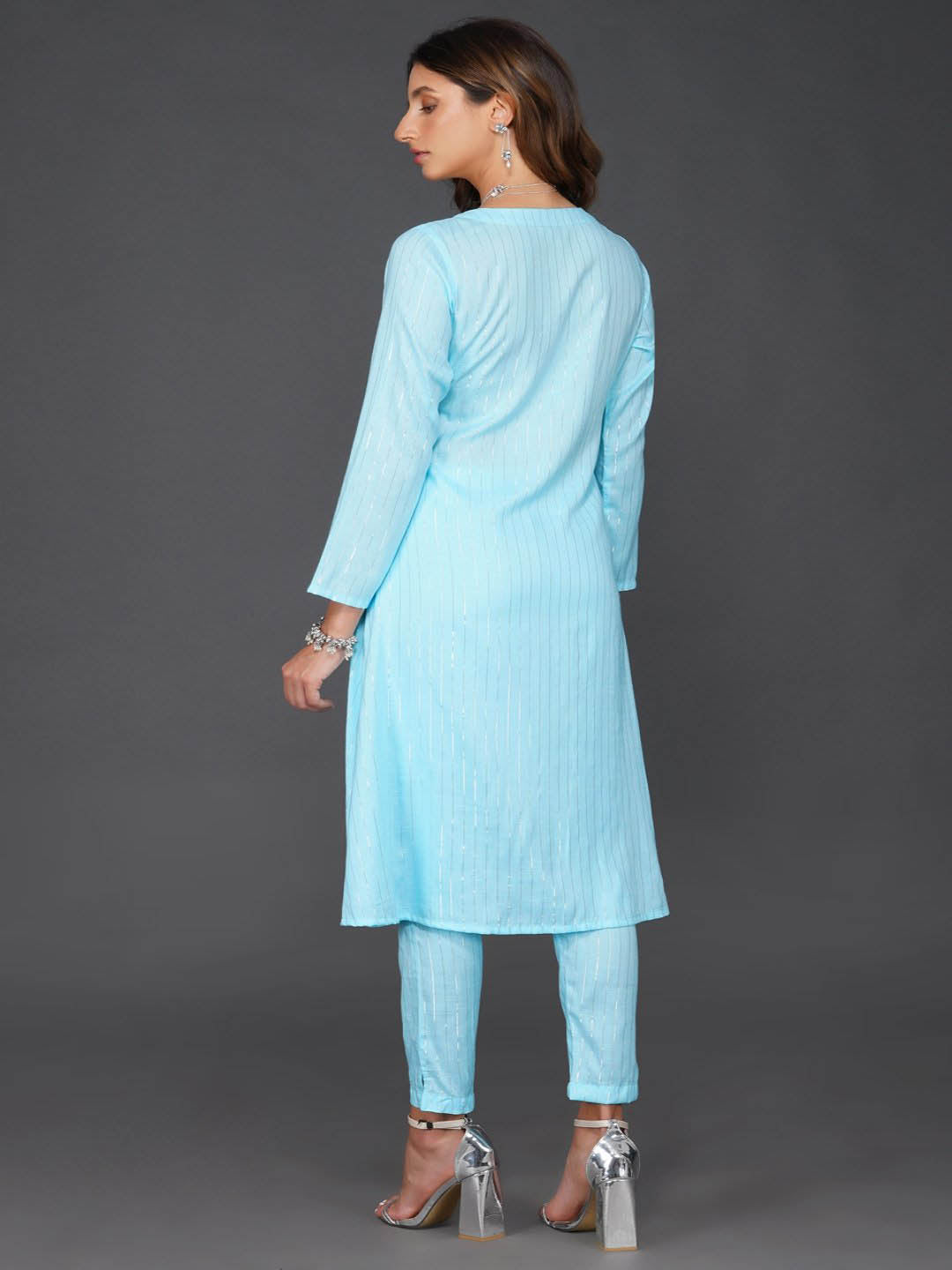 Sky Blue Cotton Linen Angrakha Kurta Only