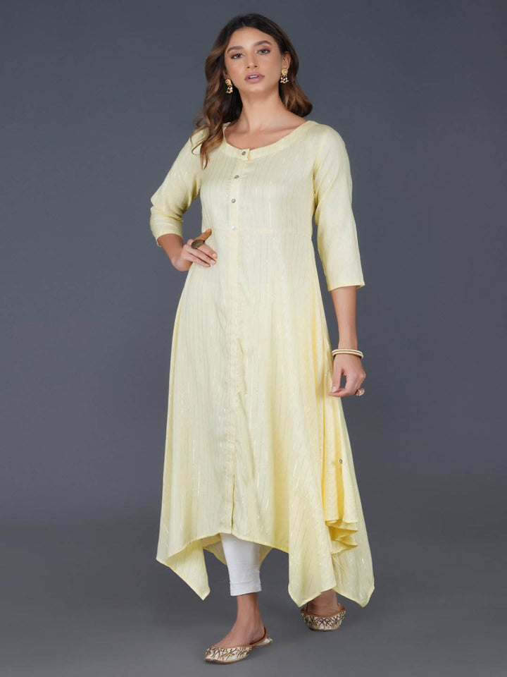 Lemon Yellow Cotton Assymetric Hem Dress