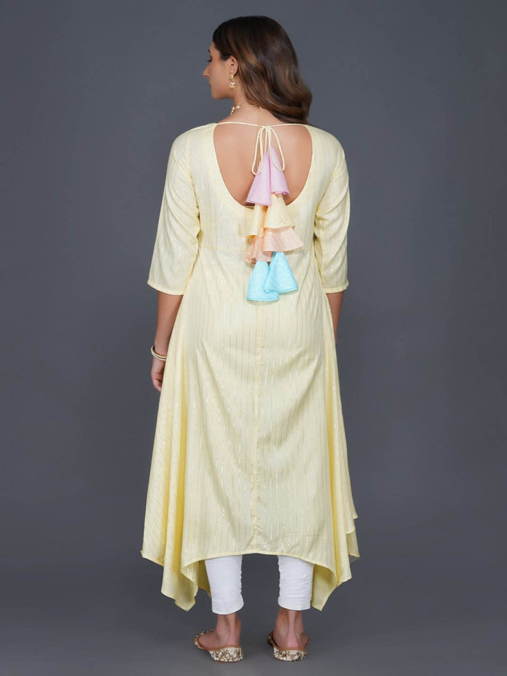 Lemon Yellow Cotton Assymetric Hem Dress