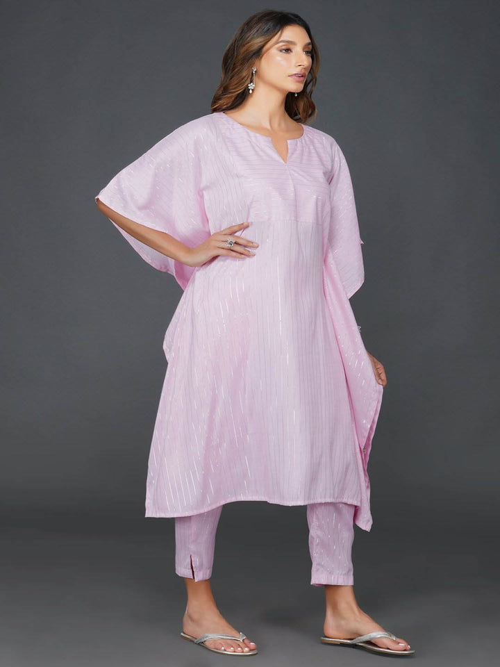 Pink Cotton Linen Lurex Kaftan Only