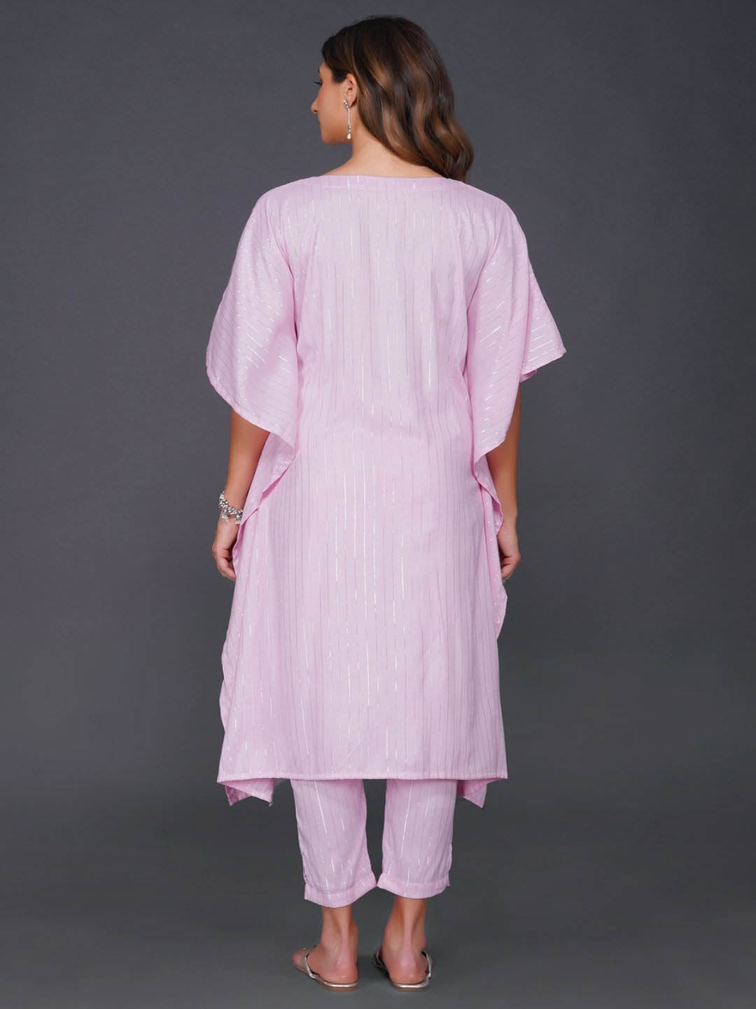 Pink Cotton Linen Lurex Kaftan Only