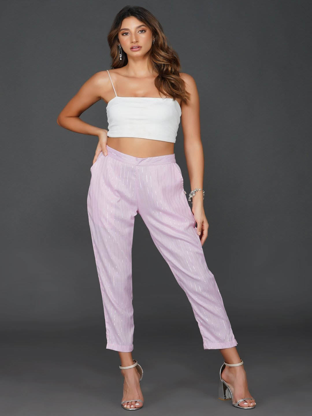 Pink Cotton Linen Straight Pants