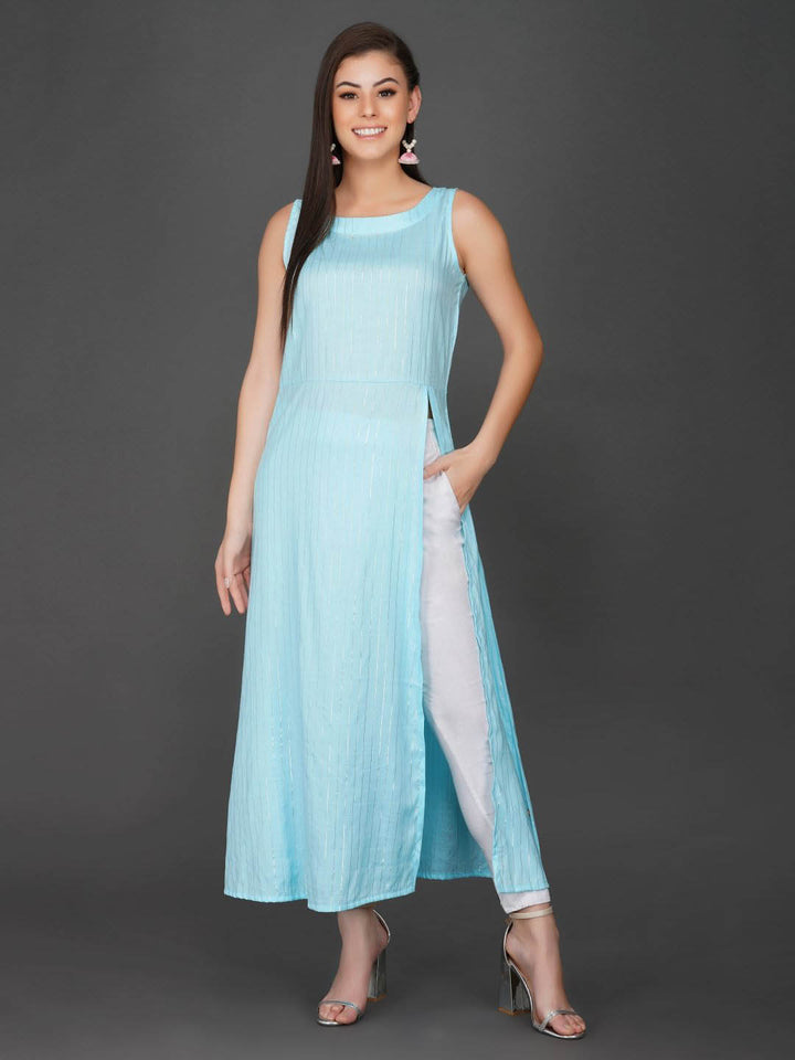 Sky Blue Sleeveless Kurta Only