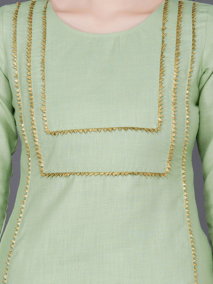 Green Straight Kurta Pants Set
