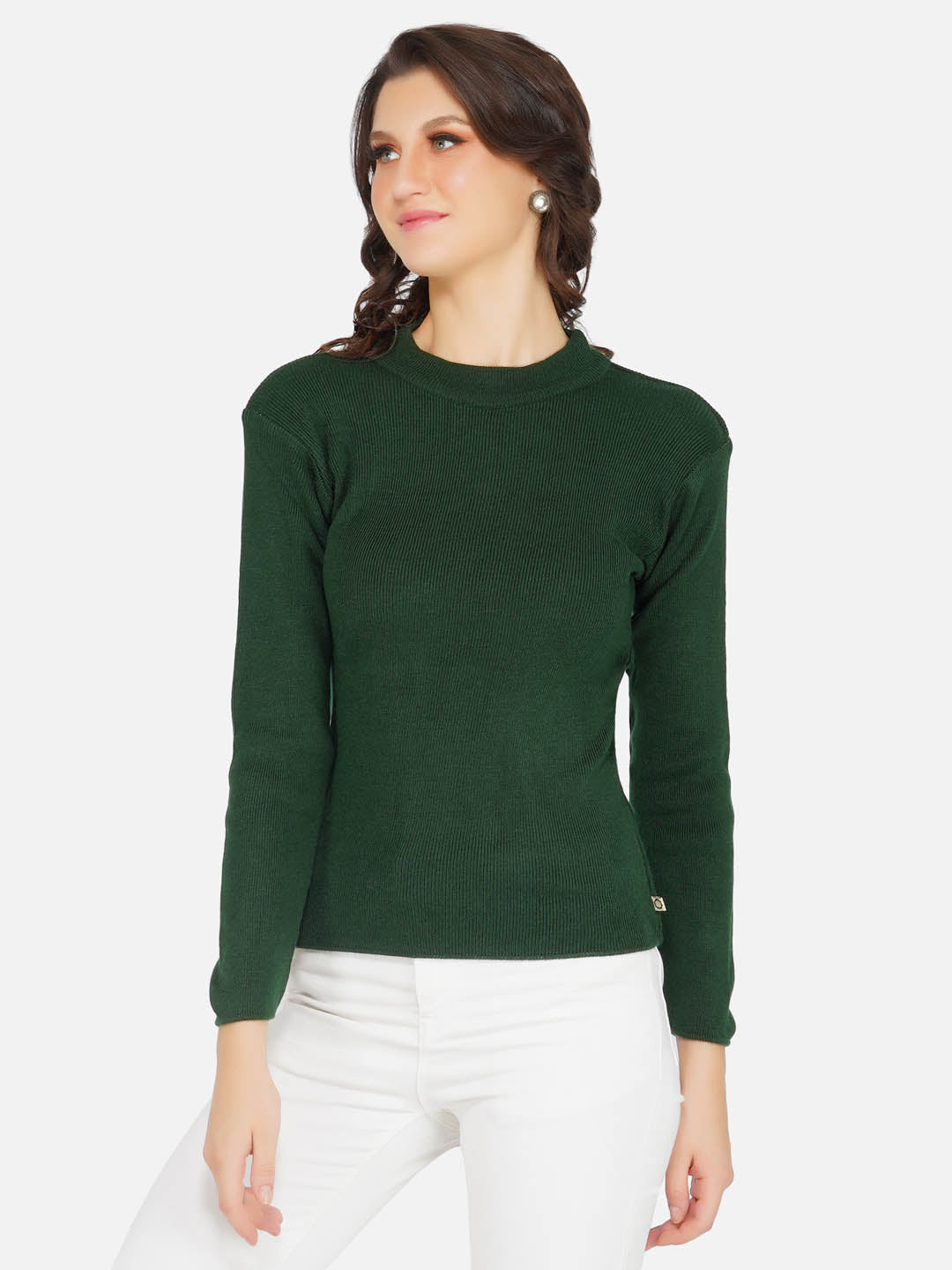 Olive Round Neck Knitted Sweater