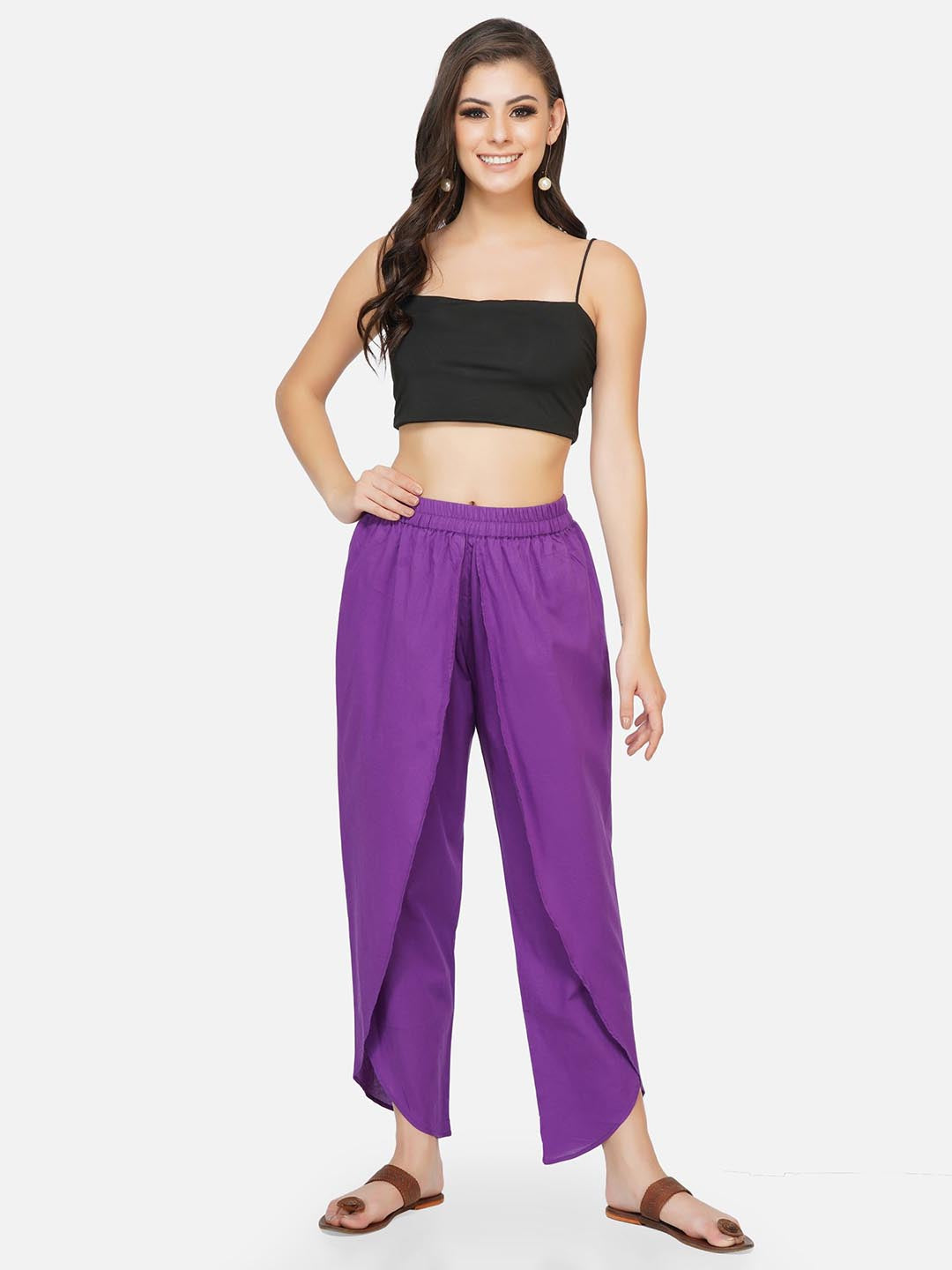 Purple Overlapping Dhoti Pants Only