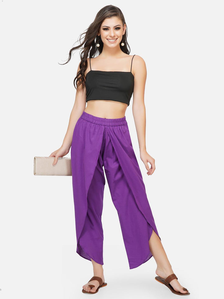 Purple Overlapping Dhoti Pants Only