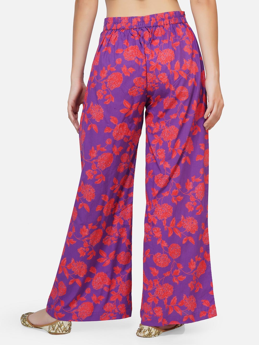 Purple Printed Straight Pants Only