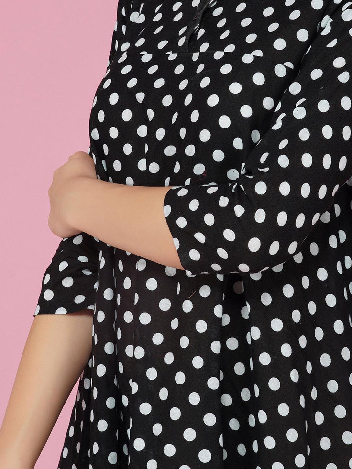 Black & White Polka Dot Cotton Dress