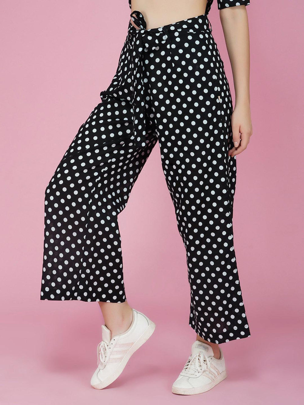 Cotton Black & White Polka Dot Pant